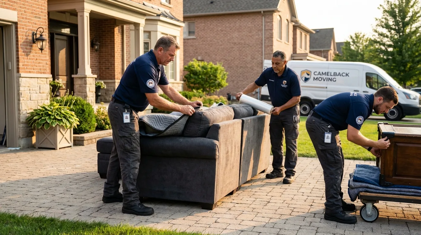 Large estate moving crew wrapping furniture in Port Ludlow, WA