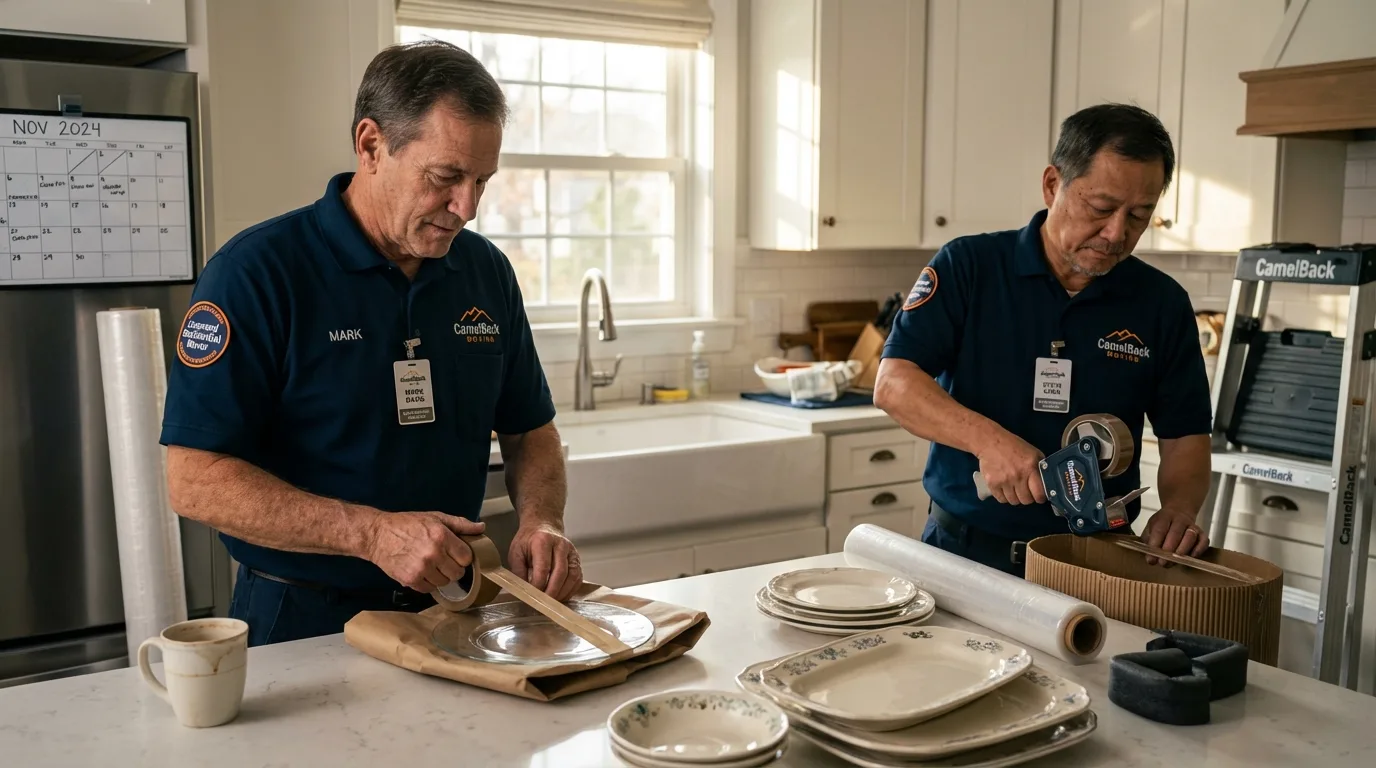 Professional crew packing kitchen dishware in Port Ludlow, WA